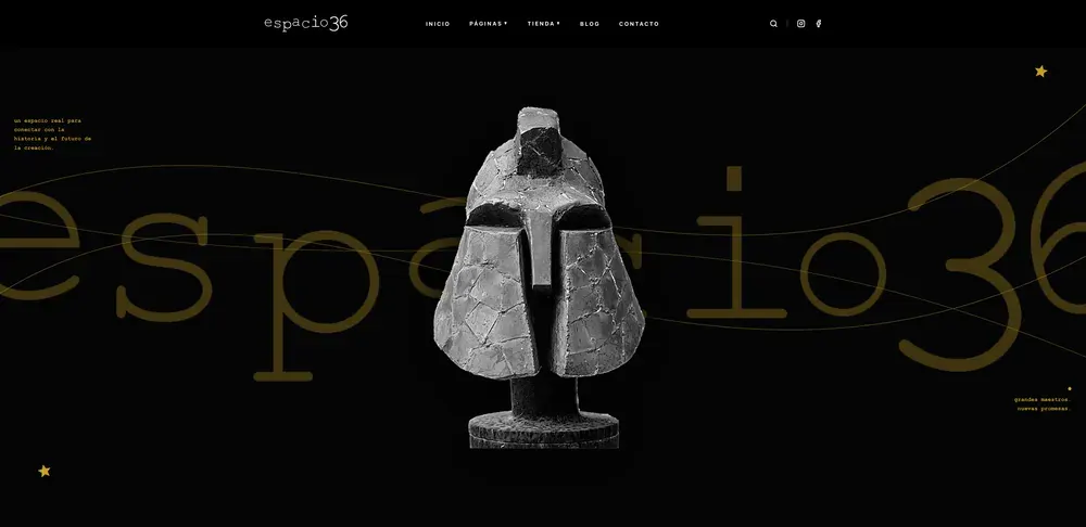 Interfaz oscura de una web de marca